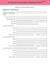Attachment 1 Technical Information Questionnaire - Tennessee