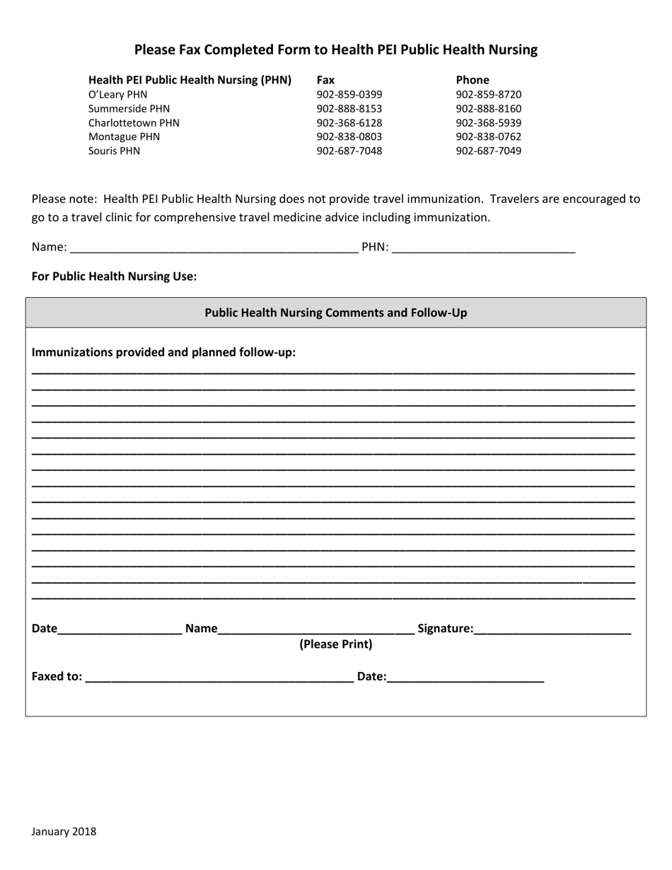 Referral Form: Immunization  Tb Testing for Adults - Prince Edward Island, Canada, Page 2
