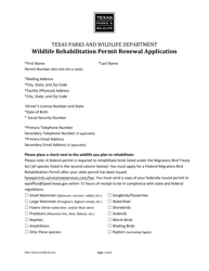 Document preview: Form PWD1052A Wildlife Rehabilitation Permit Renewal Application - Texas