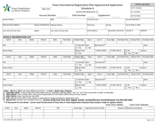 Document preview: Form MCD-356 Schedule A, B Texas International Registration Plan Apportioned Application - Texas