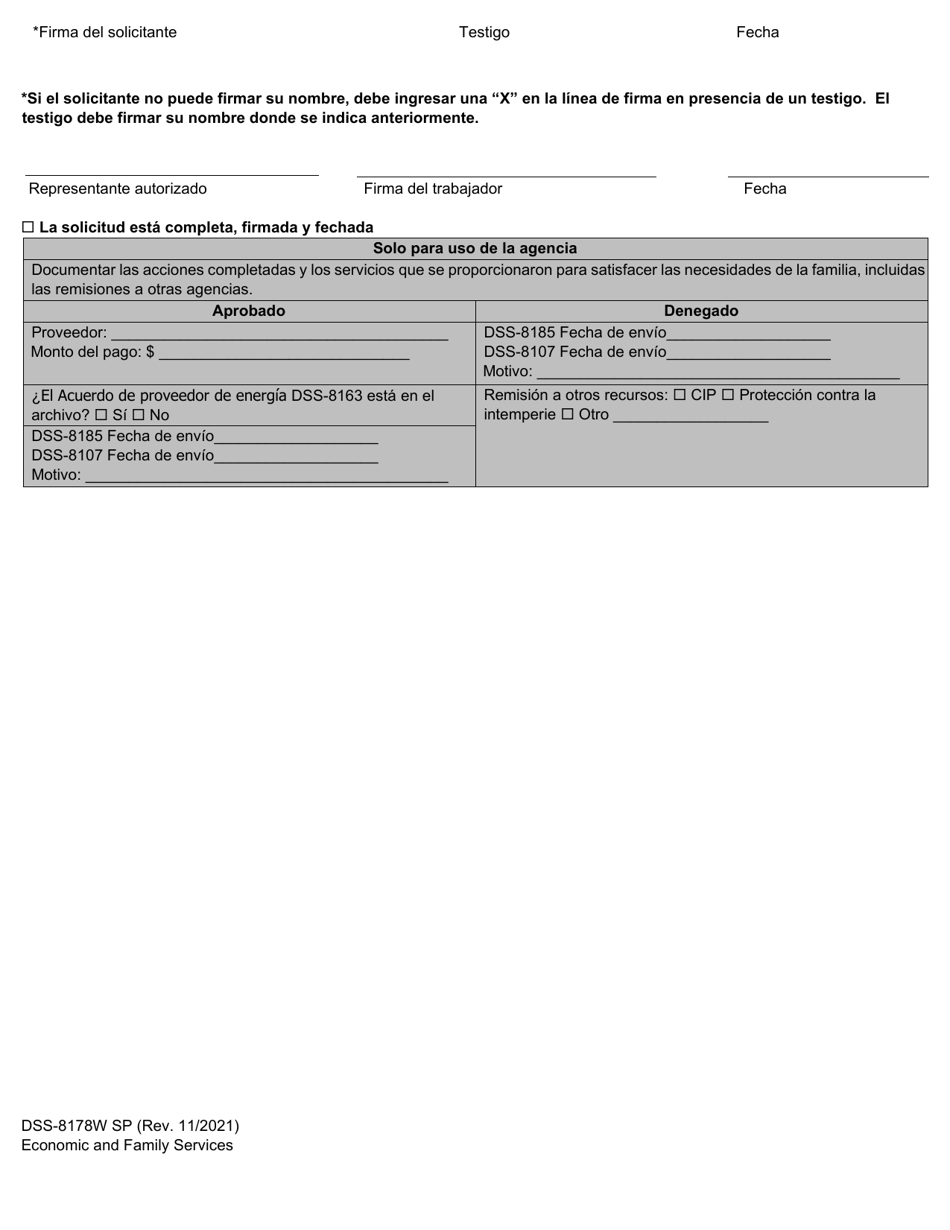 Formulario DSS-8178W Solicitud Del Programa De Asistencia De Agua Para Familias De Bajos Ingresos - North Carolina (Spanish), Page 4