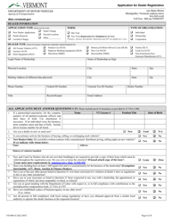 Form VD-008 &quot;Application for Dealer Registration&quot; - Vermont