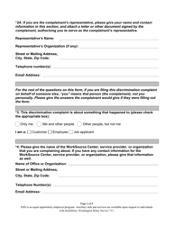 Washington Discrimination Complaint Form - Washington, Page 2