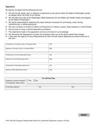 Form F447-032-000 Change of Responsible Person for a Business Explosives License - Washington, Page 3