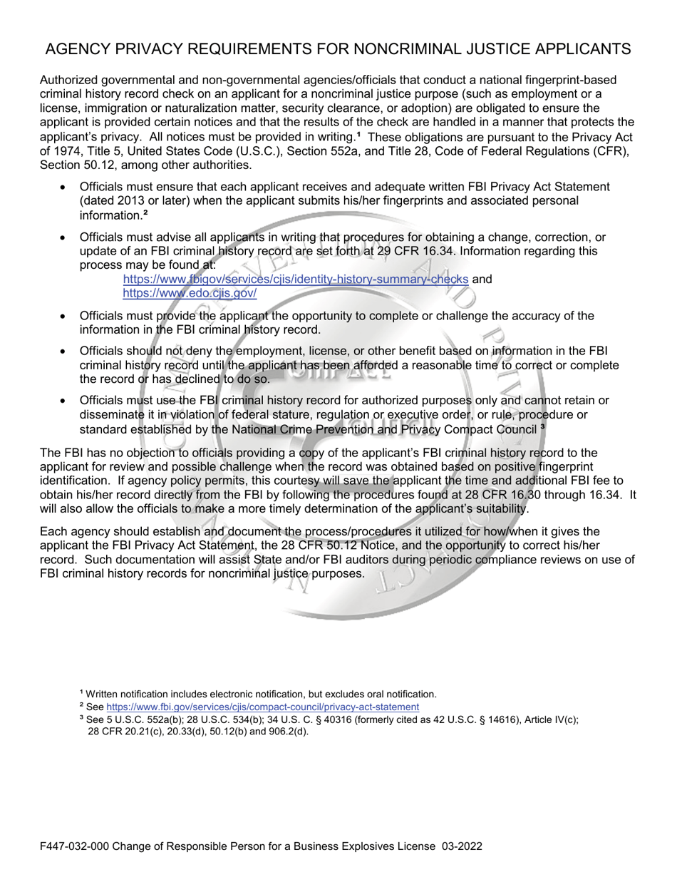 Form F447-032-000 Change of Responsible Person for a Business Explosives License - Washington, Page 4