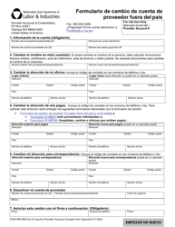 Document preview: Formulario F245-469-999 Formulario De Cambio De Cuenta De Proveedor Fuera Del Pais - Washington (Spanish)
