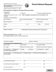 Document preview: Form F621-105-000 Permit Refund Request - Washington