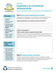 Document preview: Formulario F-625-111-999 Hire Smart Worksheet - Washington (Spanish)