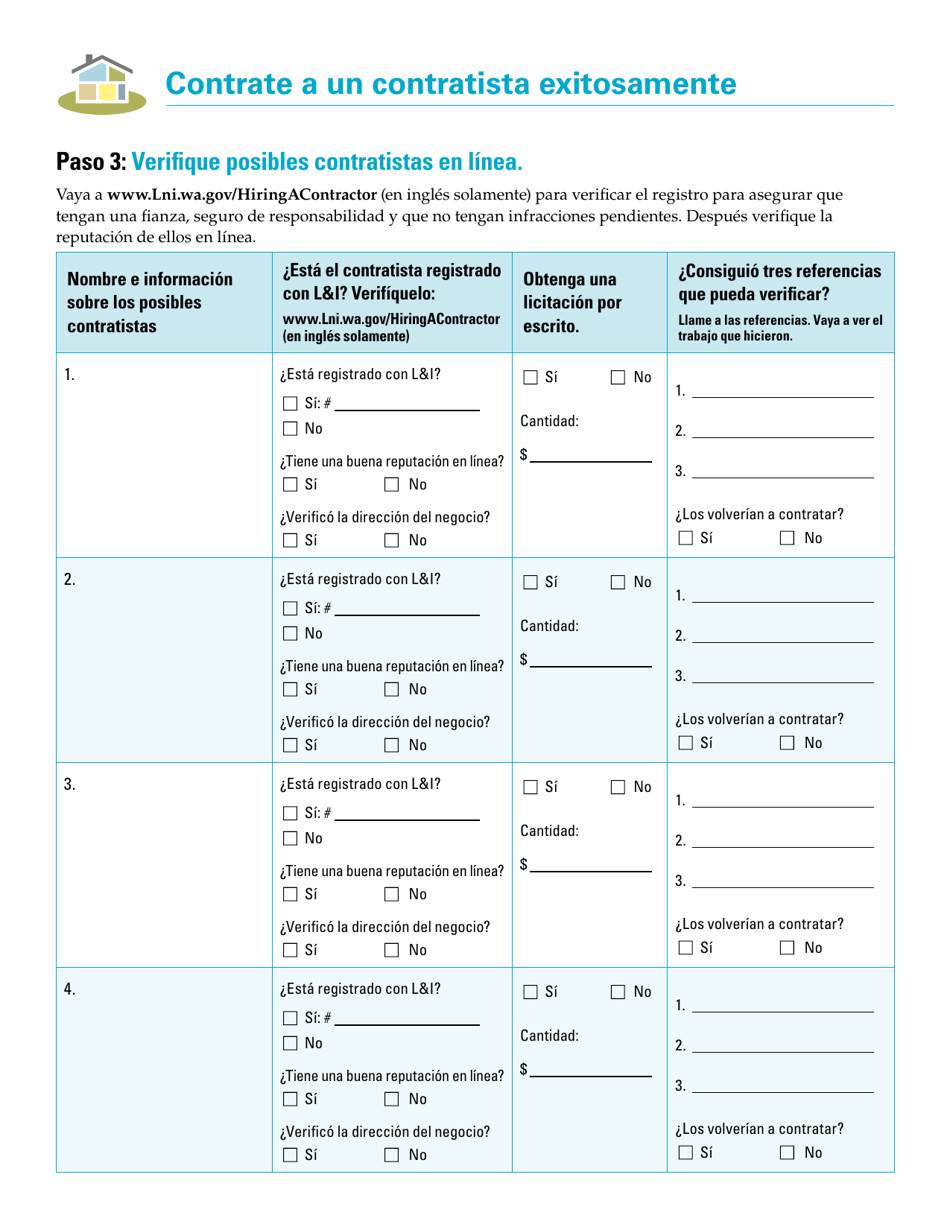 Formulario F-625-111-999 Hire Smart Worksheet - Washington (Spanish), Page 2