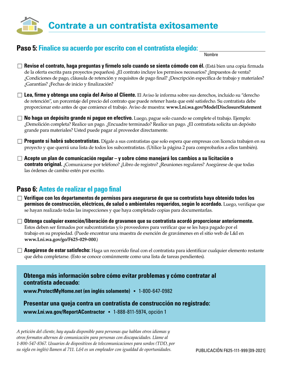 Formulario F-625-111-999 Hire Smart Worksheet - Washington (Spanish), Page 4