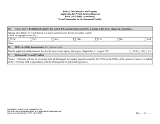 Form TCEQ-100559 (OP-2) Application for Permit Revision/Renewal - Federal Operating Permit Program - Texas, Page 9