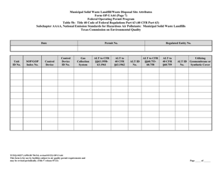 Form TCEQ-10227 (OP-UA44) Municipal Solid Waste Landfill/Waste Disposal Site Attributes - Federal Operating Permit Program - Texas, Page 21