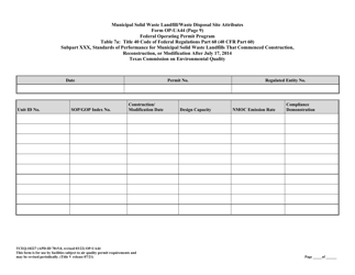 Form TCEQ-10227 (OP-UA44) Municipal Solid Waste Landfill/Waste Disposal Site Attributes - Federal Operating Permit Program - Texas, Page 23