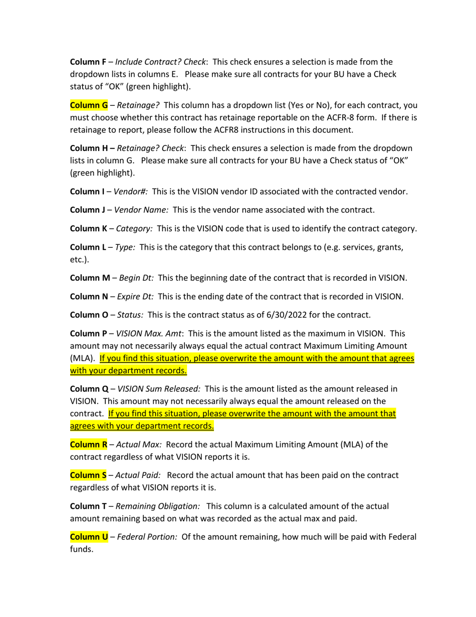 Instructions for Form ACFR-6, ACFR-8 - Vermont, Page 3
