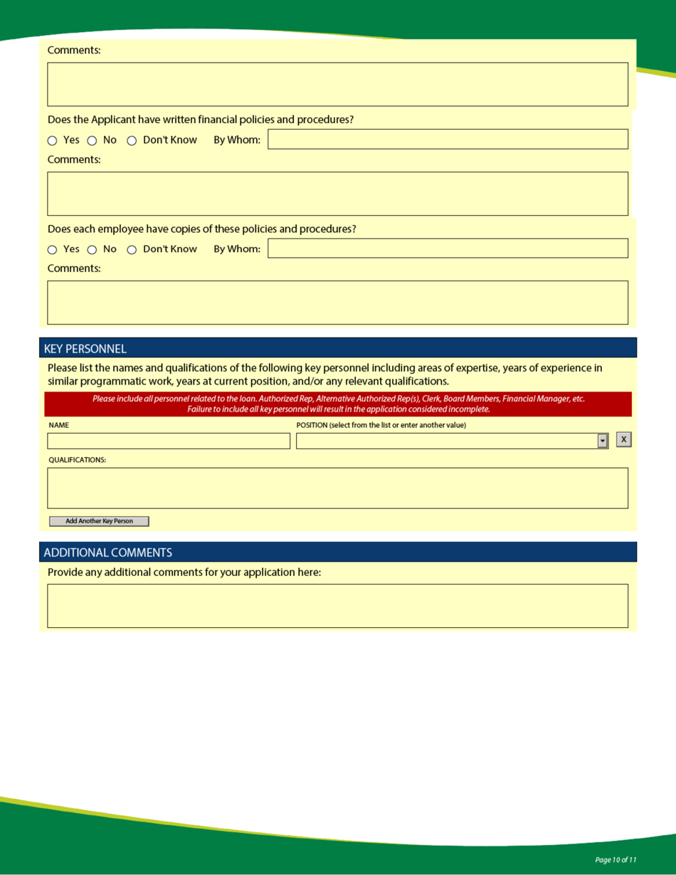 Funding Application - State Revolving Loan Programs - Vermont, Page 10