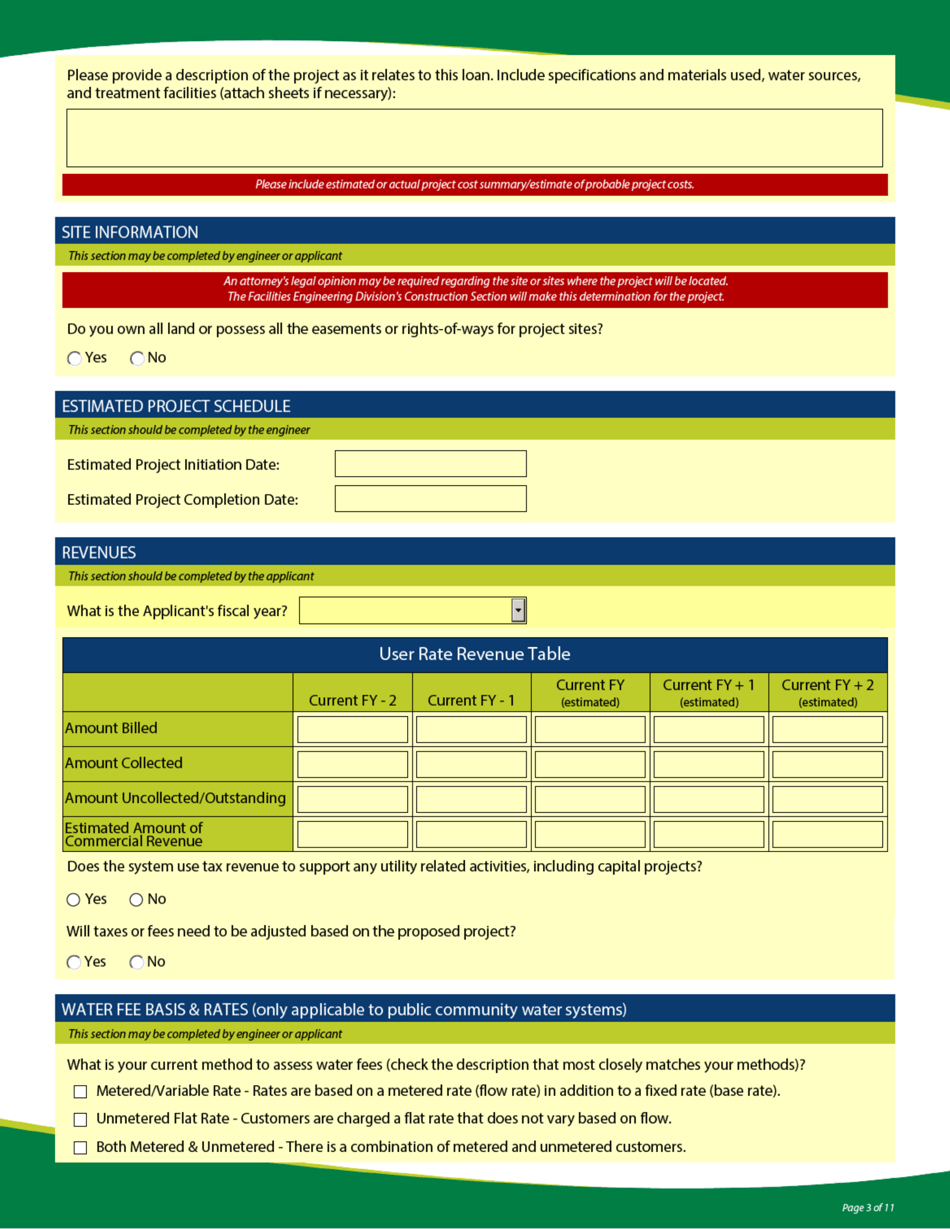 Funding Application - State Revolving Loan Programs - Vermont, Page 3