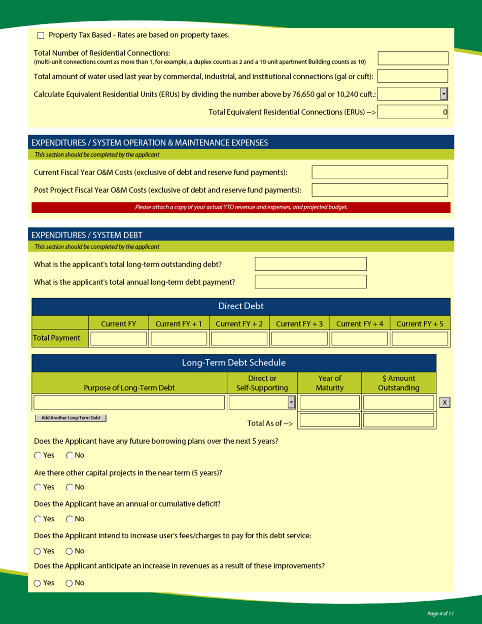 Funding Application - State Revolving Loan Programs - Vermont, Page 4