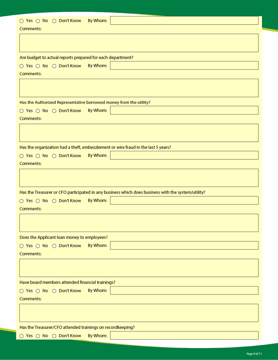 Funding Application - State Revolving Loan Programs - Vermont, Page 9