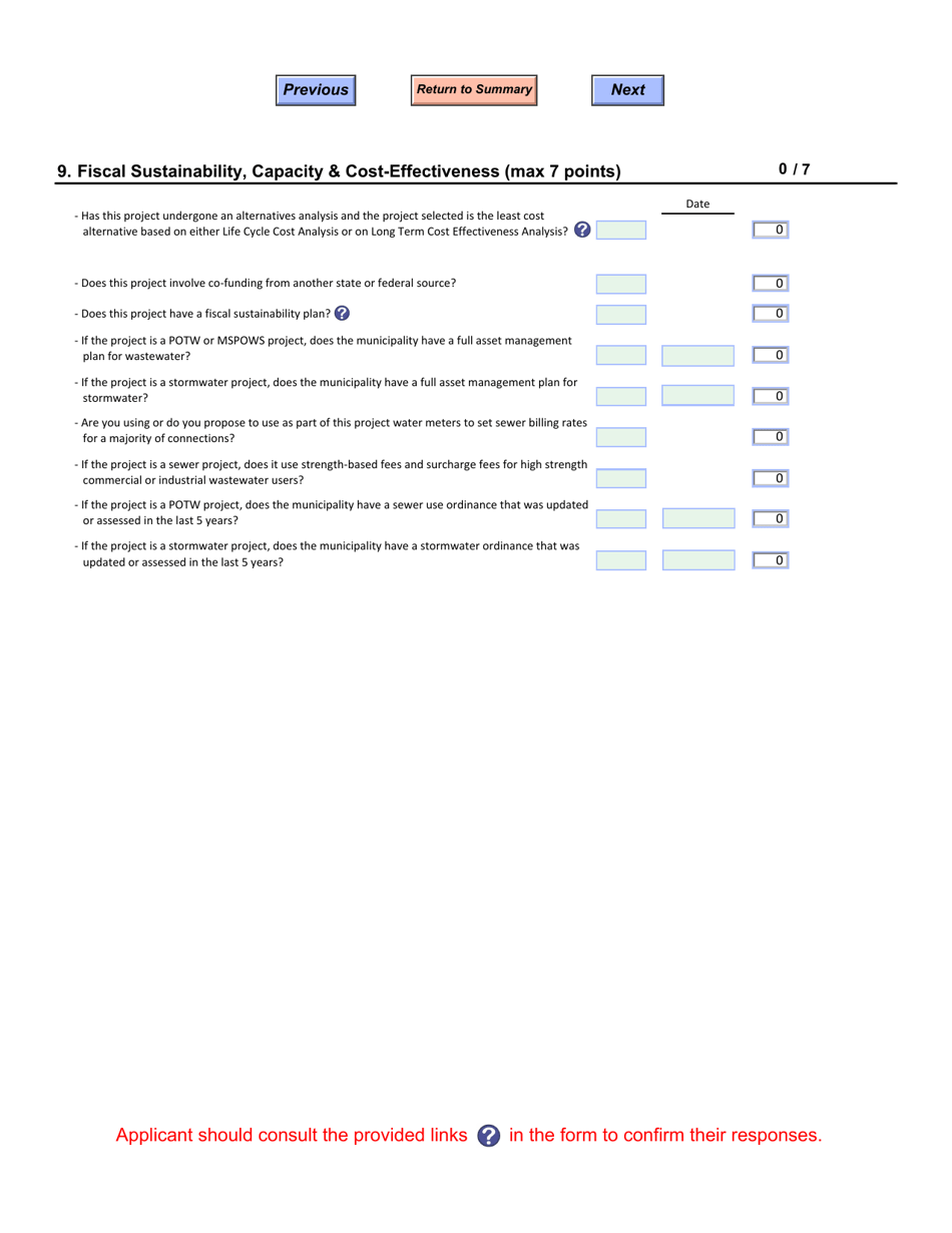 Cwsrf, Pc Grant, and Arpa Grant Priority List Application - Vermont, Page 11