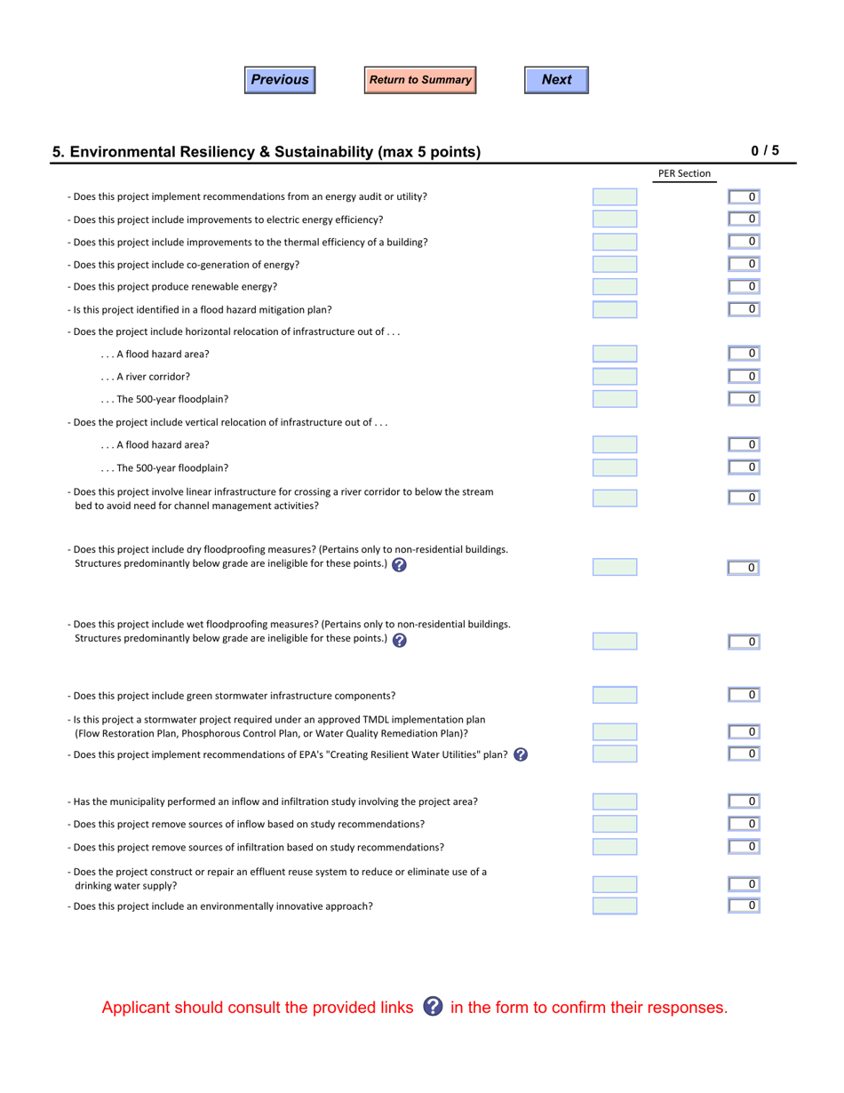 Cwsrf, Pc Grant, and Arpa Grant Priority List Application - Vermont, Page 7