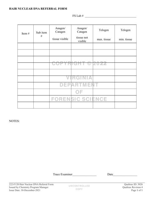 DFS Form 222-F120  Printable Pdf