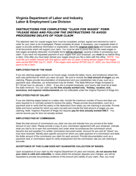 Form LLVA-POW Statement of Claim for Unpaid Wages - Virginia