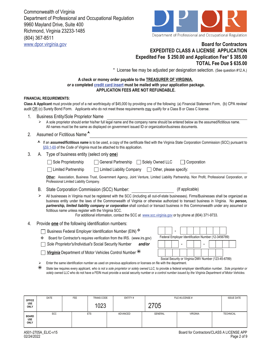 Form A501-2705A_ELIC - Fill Out, Sign Online And Download Fillable PDF ...