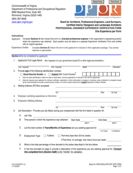 Document preview: Form A416-0402EXP Professional Engineer Experience Verification Form - Virginia