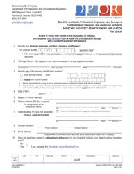 Document preview: Form A416-0406REI Landscape Architect Reinstatement Application - Virginia