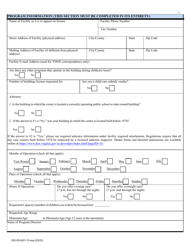 Form 032-05-0431-12-ENG Initial Application for a License to Operate a Child Day Center (CDC) - Virginia, Page 2