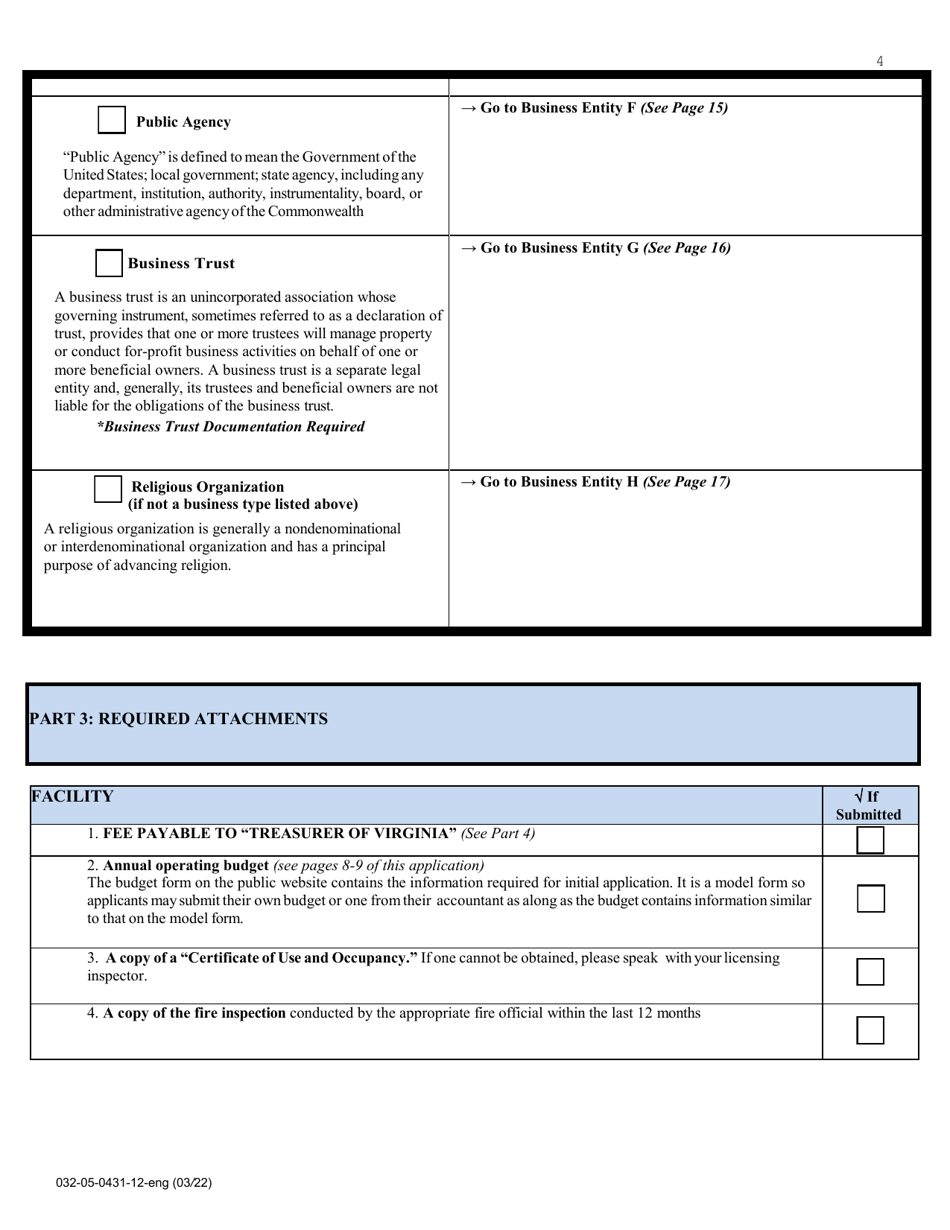 Form 032-05-0431-12-ENG Initial Application for a License to Operate a Child Day Center (CDC) - Virginia, Page 4
