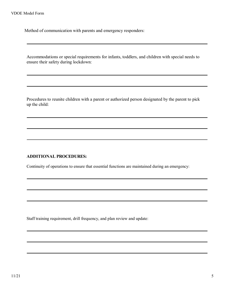 Emergency Preparedness Plan - Virginia, Page 5