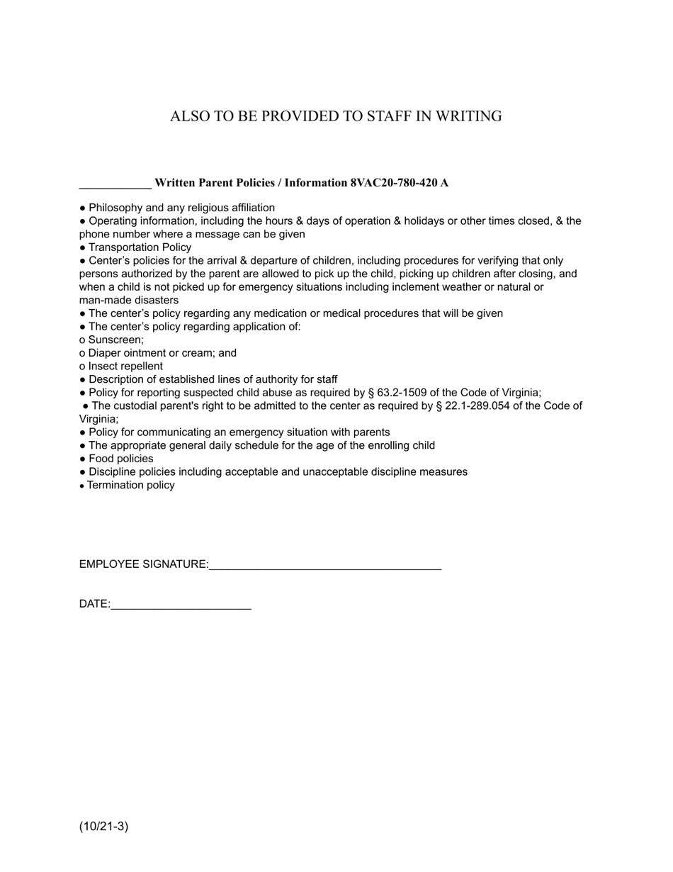 Staff Orientation Documentation - Virginia, Page 3