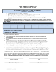 Document preview: Form 032-08-0093-01-ENG Initial Application for a License to Operate a Family Day Home (Fdh) - Virginia