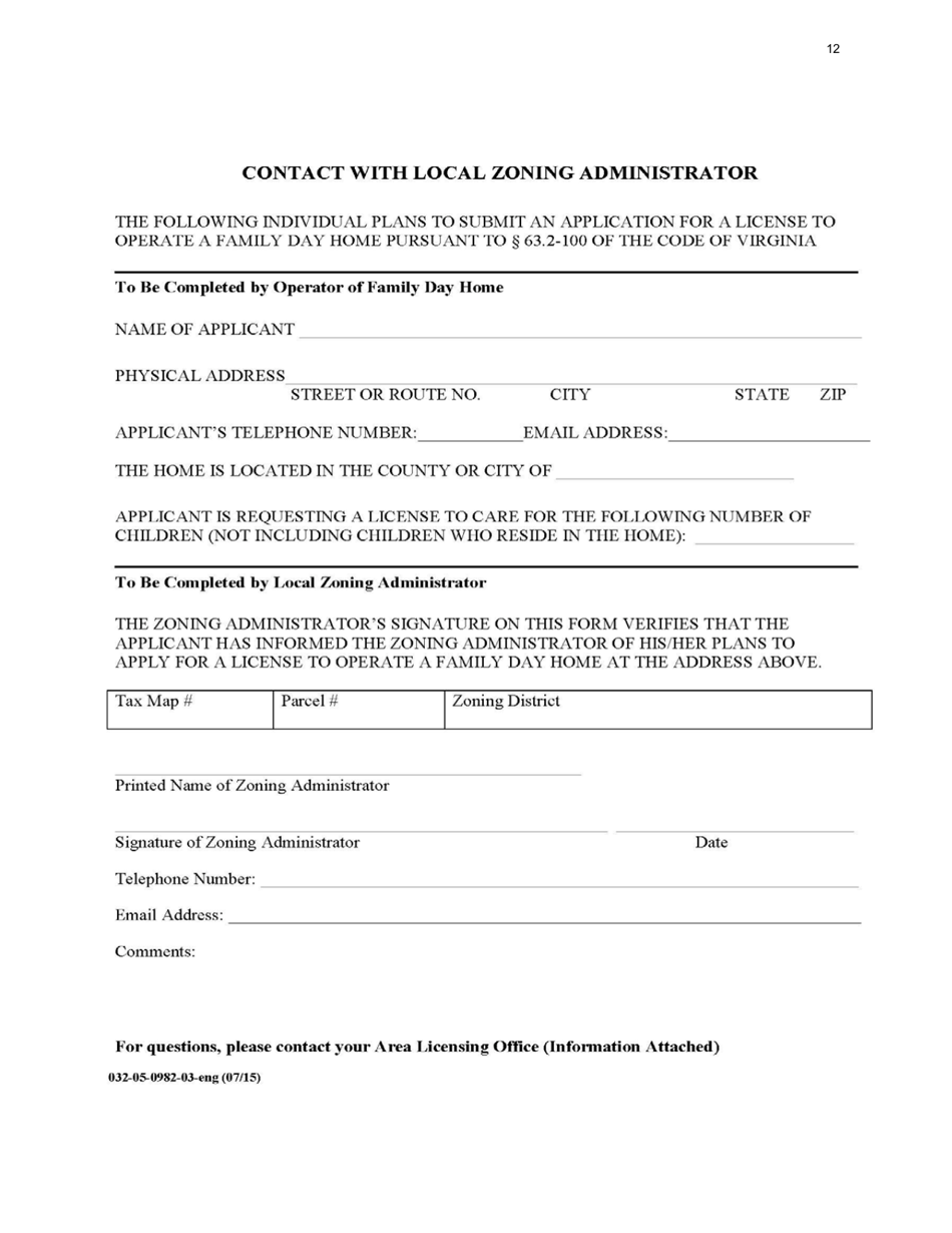 Form 032-08-0093-01-ENG Initial Application for a License to Operate a Family Day Home (Fdh) - Virginia, Page 12