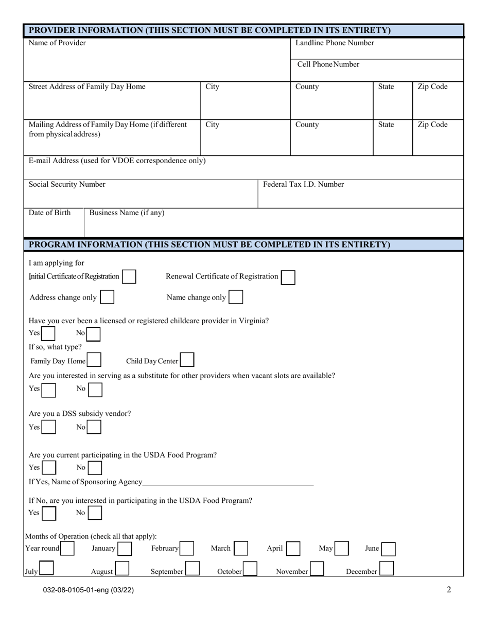 Form 032-08-0105-01-ENG Application for Voluntary Registration (Vr-Fdh) - Virginia, Page 2