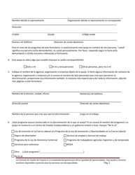 Formulario De Queja Por Discriminacion De Igualdad De Oportunidades - Virginia (Spanish), Page 2