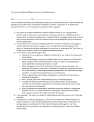 Prescriber Certification of Requirements for Use of Molnupiravir - Washington