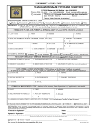 Document preview: Eligibility Application - Washington State Veterans Cemetery - Washington