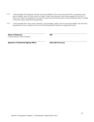 Endorsement Application Form - Atlantic Immigration Program - Prince Edward Island, Canada, Page 17
