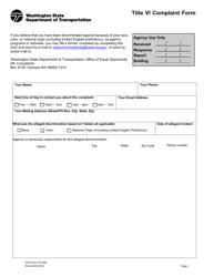 Document preview: DOT Form 272-066 Title VI Complaint Form - Washington
