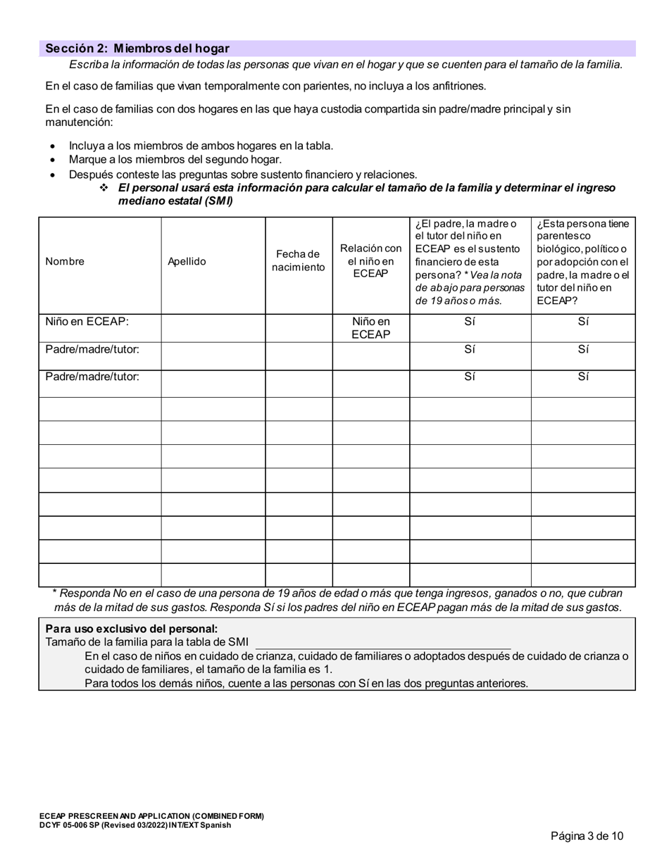 Formulario DCYF05-006 Seleccion Previa Y Solicitud De Eceap (Formulario Combinado) - Washington (Spanish), Page 3