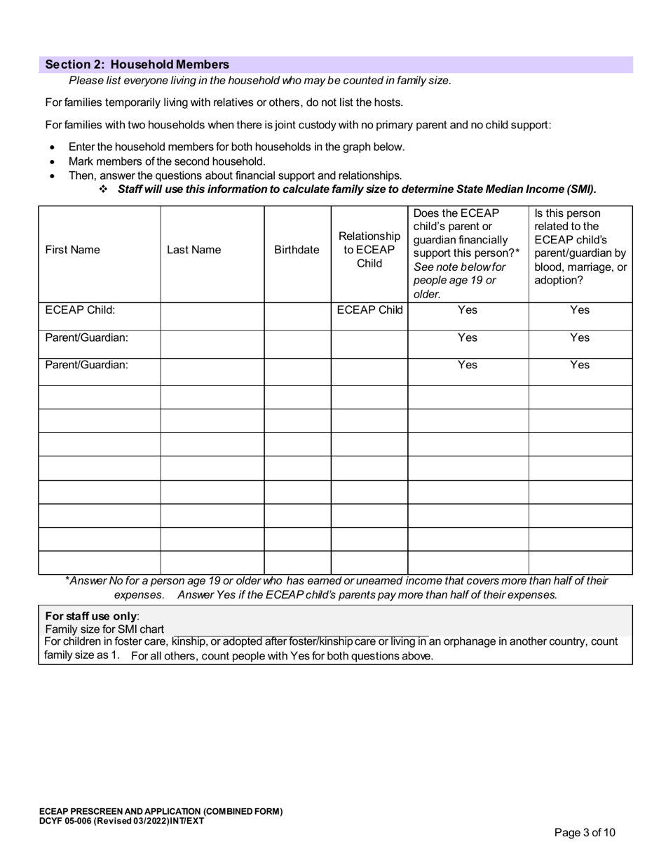 DCYF Form 05-006 Eceap Prescreen  Application (Combined Form) - Washington, Page 3
