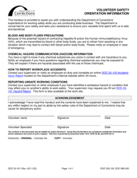 Form DOC03-161 &quot;Volunteer Safety Orientation Information&quot; - Washington
