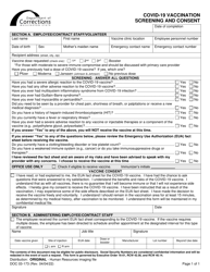 Form DOC03-173 &quot;Covid-19 Vaccination Screening and Consent&quot; - Washington