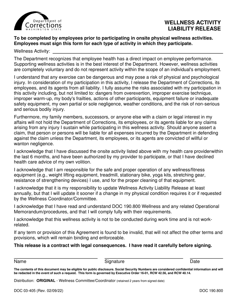 Form DOC03-405 - Fill Out, Sign Online and Download Printable PDF ...
