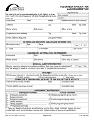 Form DOC03-440 &quot;Volunteer Application and Registration&quot; - Washington