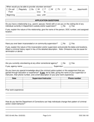 Form DOC03-440 Volunteer Application and Registration - Washington, Page 2