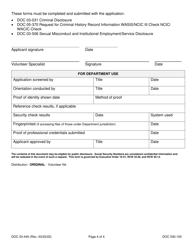 Form DOC03-440 Volunteer Application and Registration - Washington, Page 4