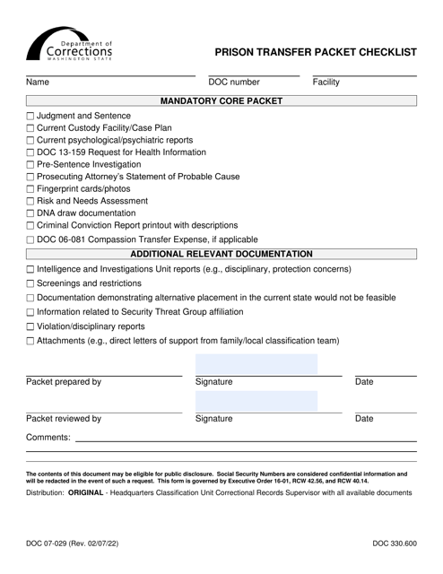 Form DOC07-029  Printable Pdf